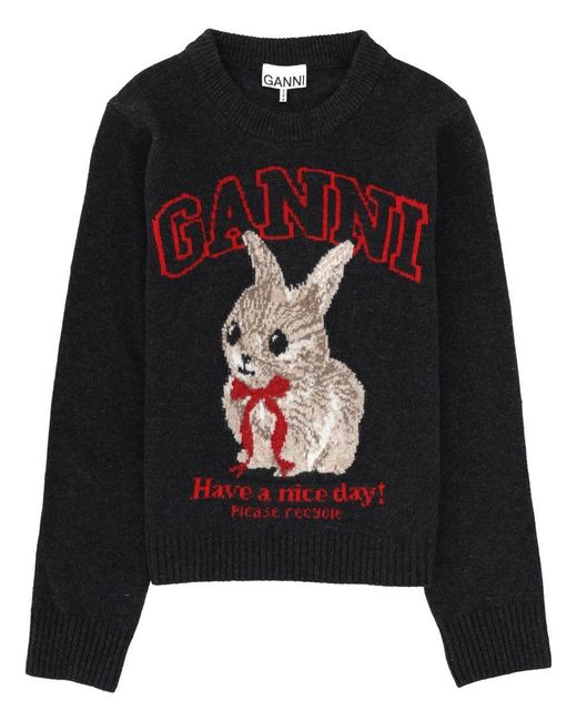 Ganni Black Wool Jersey