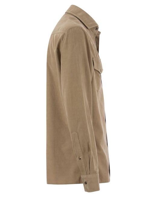 Brunello Cucinelli Natural Easy Fit Cord -Hemd