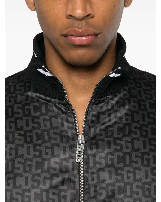 Gcds Black Full Zip Nylon "Monogram Logo" Jacket