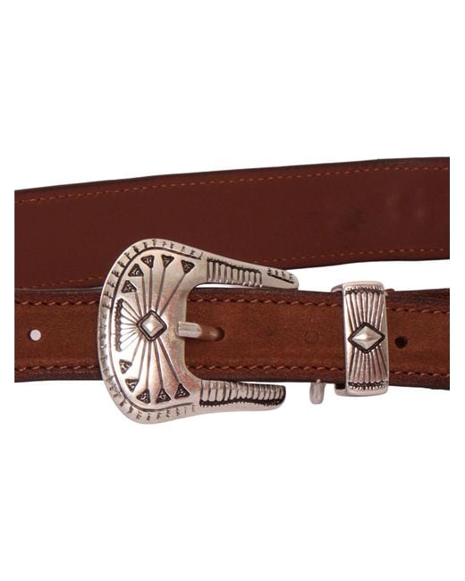 Alberto Luti Brown Suede Leather Studded Western Belt for men