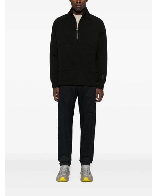 C P Company Black Sweatshirts Polo Collar for men