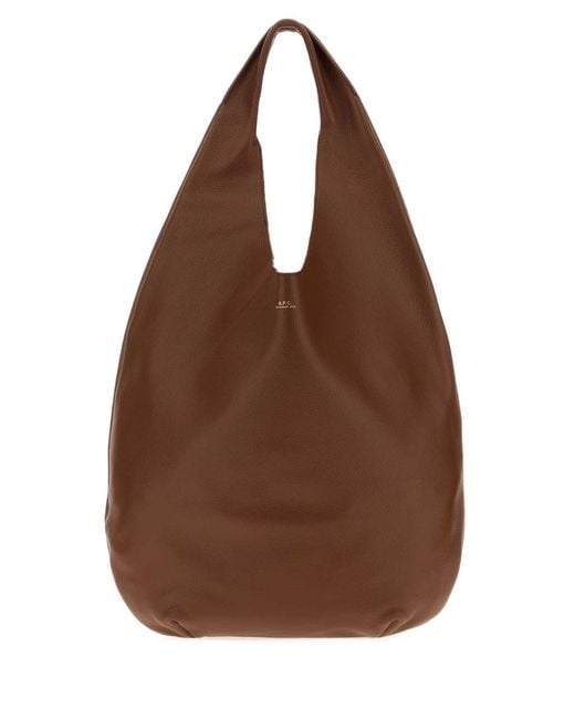 A.P.C. Brown Leather Le Neige Shoulder Bag