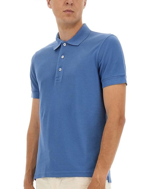 Tom Ford Blue Pique Polo
