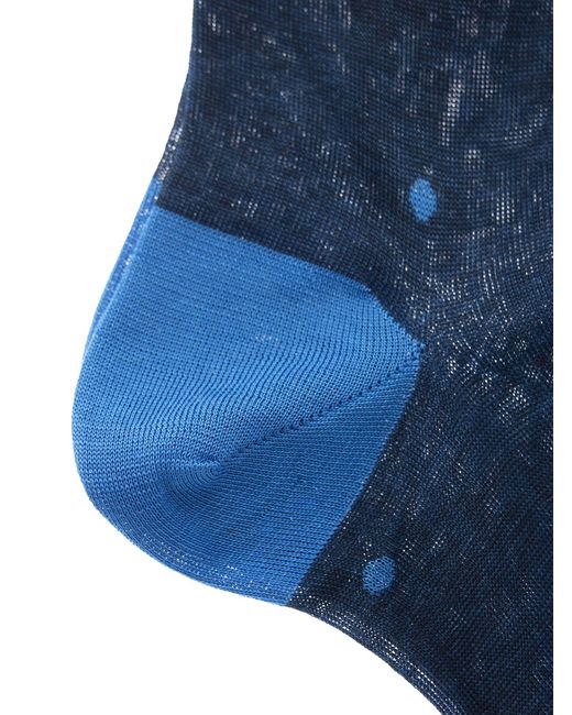 Gallo Blue Polka Dot Cotton Long Socks