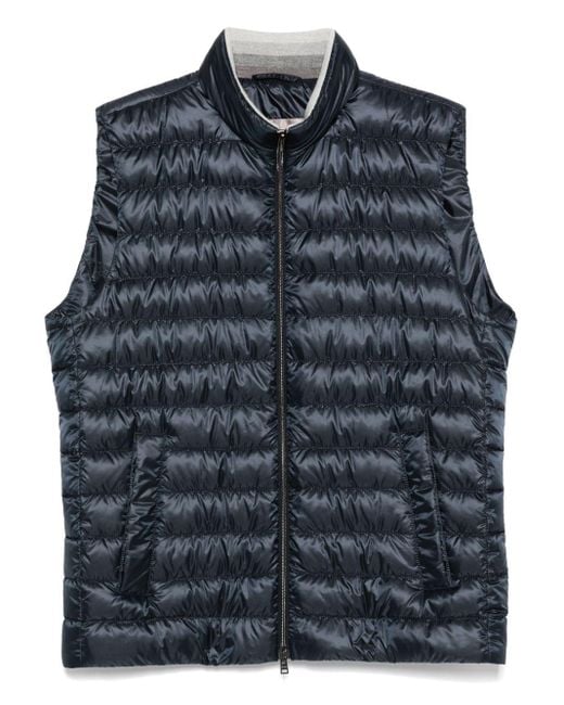 Herno Blue Nylon Down Vest for men