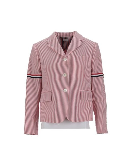 Thom Browne Pink High Break Sb Sportcoat W/ Rwb Gg Armbands