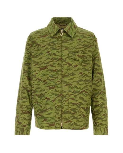 Paltò Green Printed Cotton Blend Dante Jacket for men