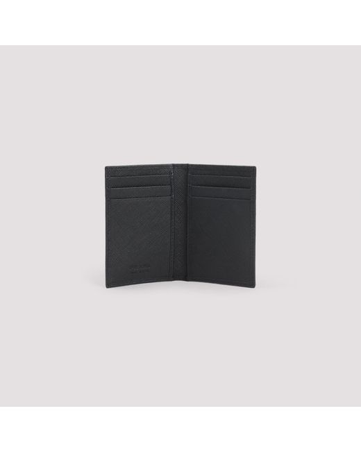 Prada Gray Mini Leather Card Case for men