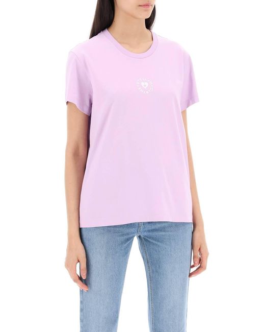 Stella McCartney Pink Stella Mc Cartney Ikonische Mini -Herz -T -Shirt