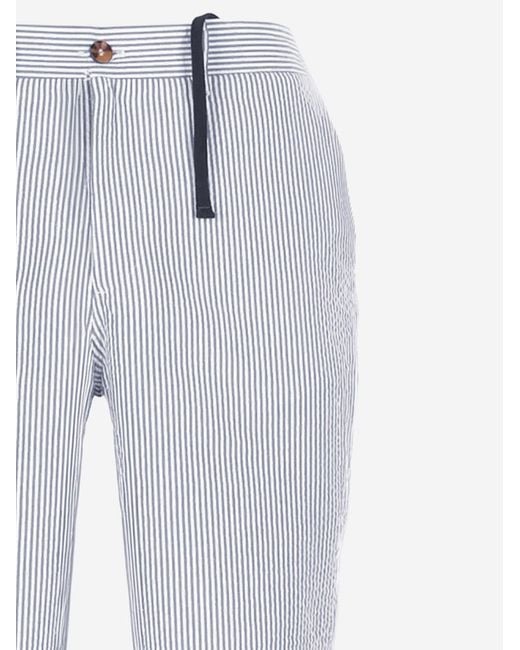 Mc2 Saint Barth Blue Striped Cotton Shorts