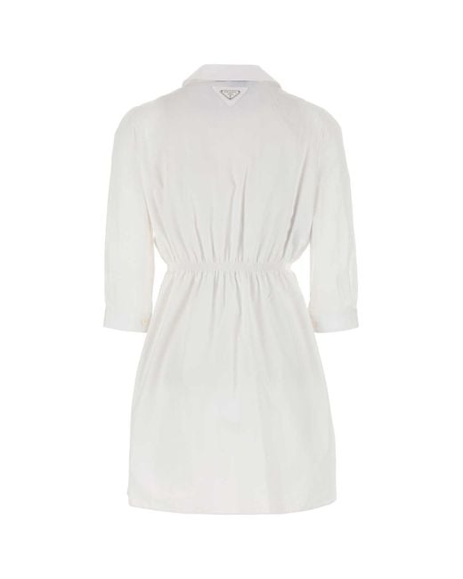 Prada White Poplin Shirt Dress Cotton