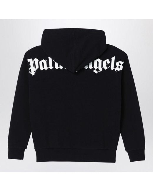 Palm Angels Blue Hoodie With Logo for men