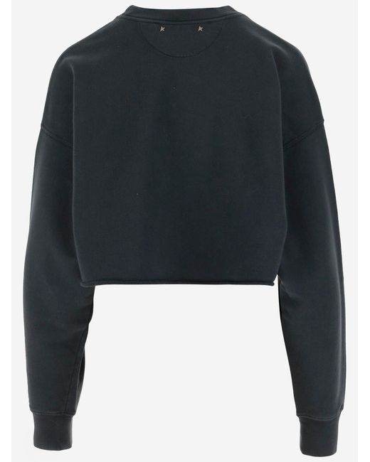 Golden Goose Deluxe Brand Black Cotton Sweatshirt With Crystals