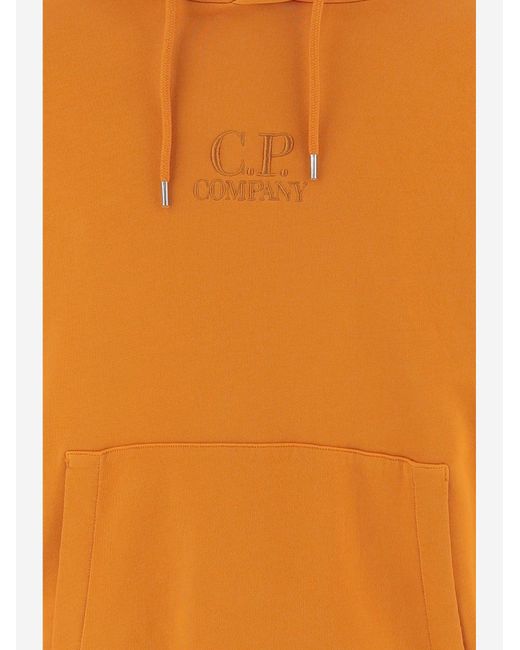 C P Company Orange Cotton Sweatshirt With Logo for men