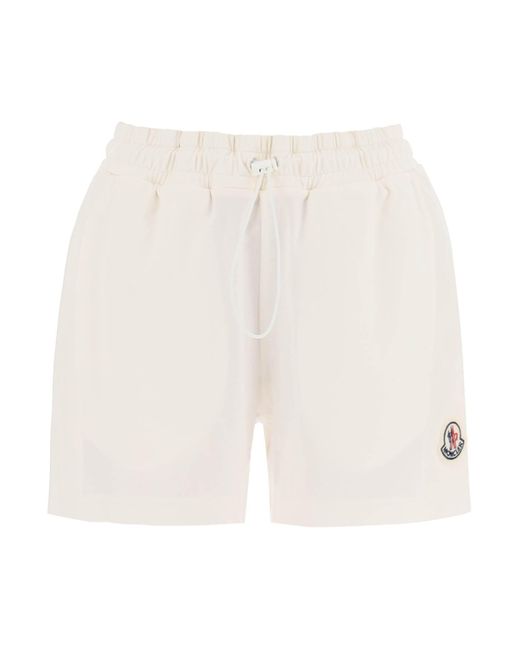 Moncler White Sporty Shorts With Nylon Inserts