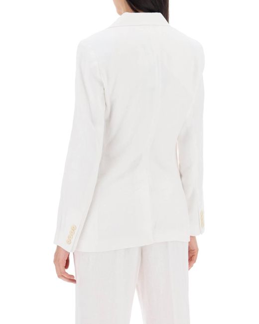 Giacca Monopetto In Lino di Polo Ralph Lauren in White