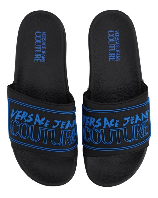Versace Jeans Couture Blue Elastane Pvc Flat