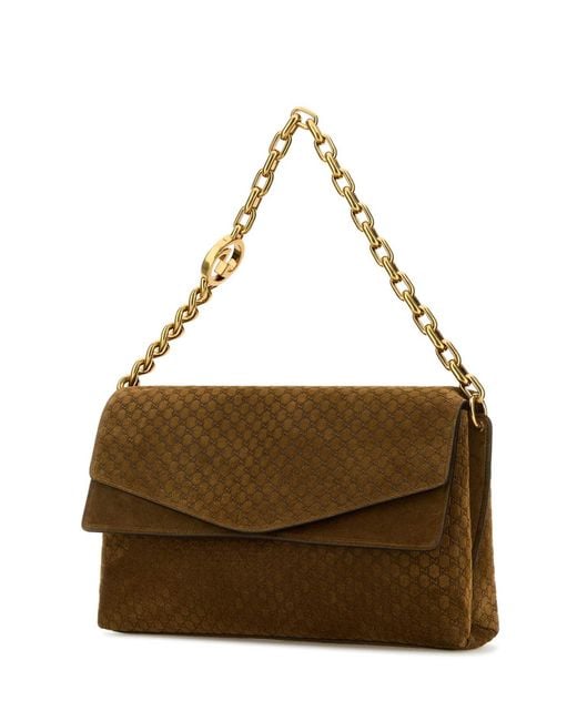 Gucci Brown Camel Suede Large Shoulder Bag