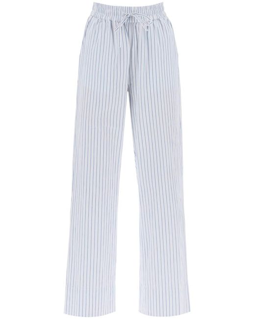 Pantalones de rue de algodón a rayas de con nueve palabras Skall Studio de color White