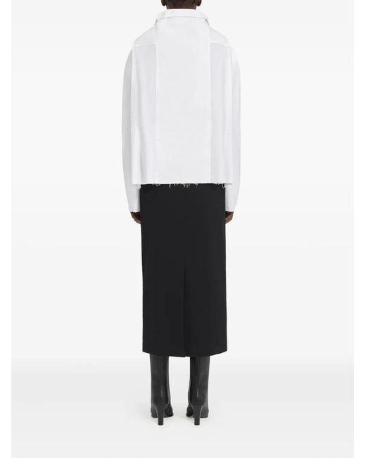 MM6 by Maison Margiela Blouse Met Oversized Kraag En Franje in het White