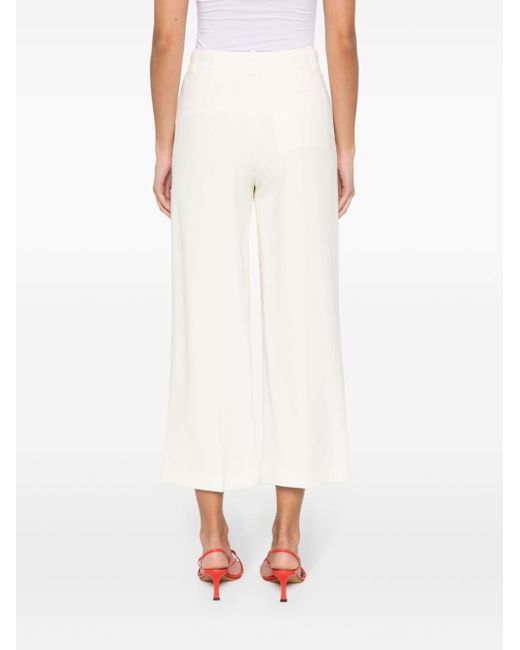 Erika Cavallini Semi Couture White Straight-Leg Cropped Trousers