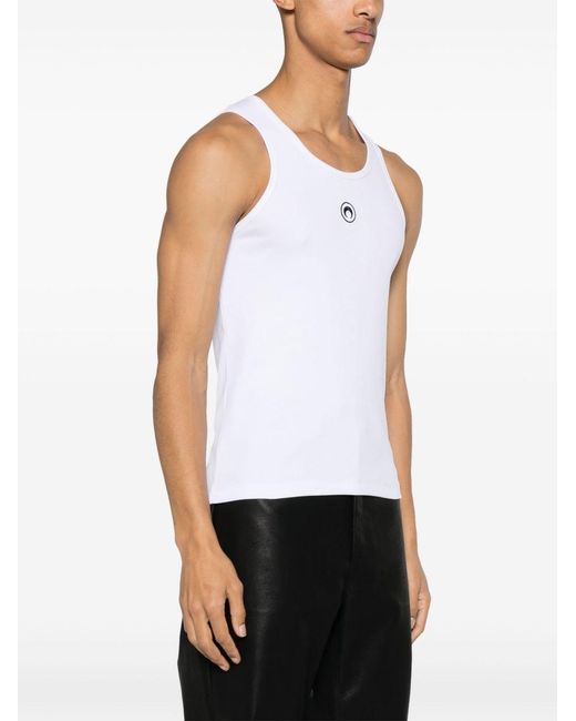 MARINE SERRE White Moon Cotton Tank Top