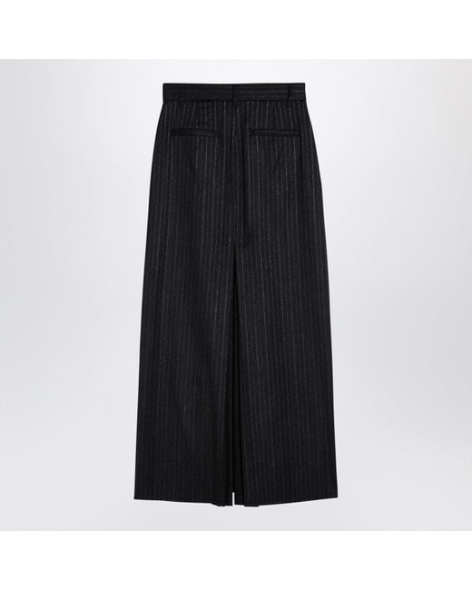 Department 5 Black Pinstripe Wool Blend Skirt