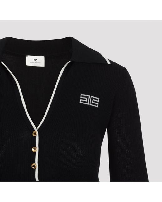 Elisabetta Franchi Brown Wool Knit Polo Neck Sweater