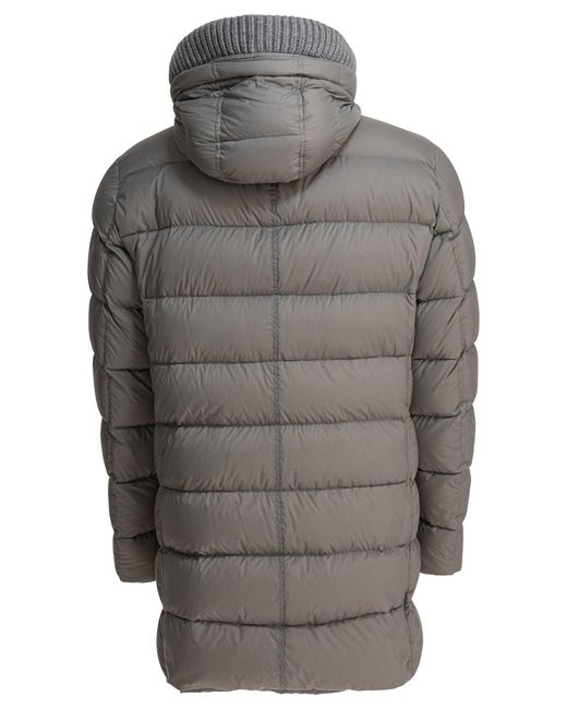 Herno Gray Long Down Jacket With Hood Jackets And Coats