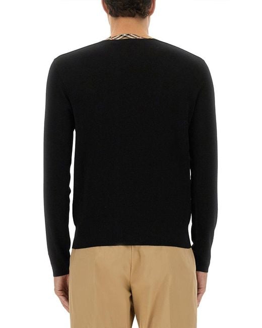 Burberry Black Check Wool Sweater for men