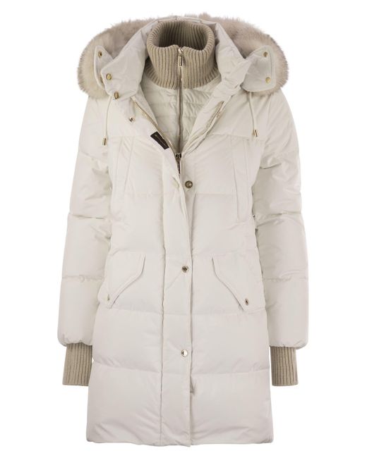 Moorer Gray Talassa STP Long Down Jacke mit Kapuze