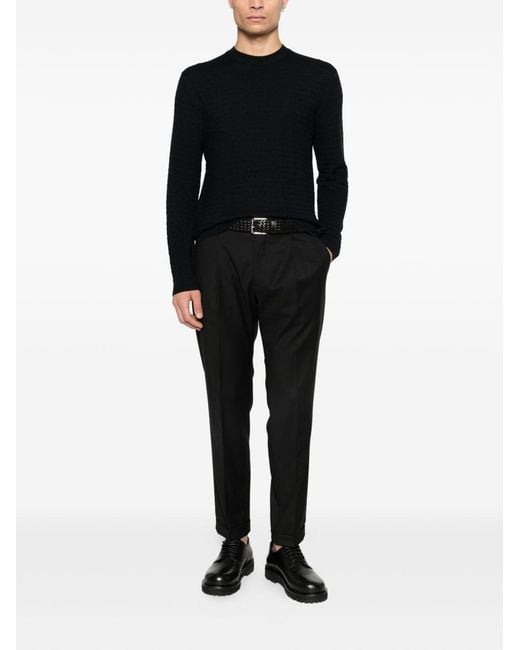 Emporio Armani Black Wool Crewneck Sweater for men