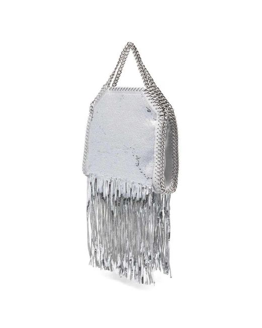 Stella McCartney Gray Falabella Mini Tote Bag With Fringe