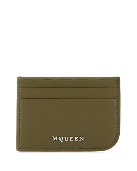 McQueen Green Army Leather Card Holder for men