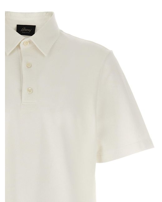 Polo en coton de Brioni pour homme en coloris White