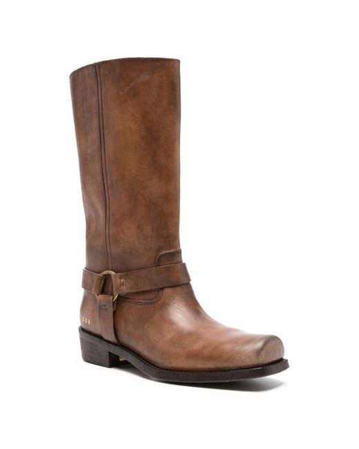 Golden Goose Deluxe Brand Brown Biker Square Distressed Leather Upper With Strap And Accessory