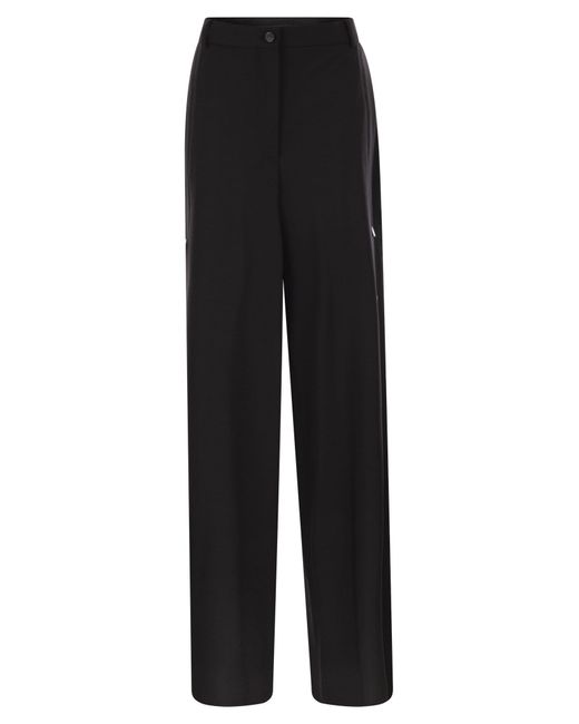 Pantalón Edere De Lana Con Botones Sportmax de color Black