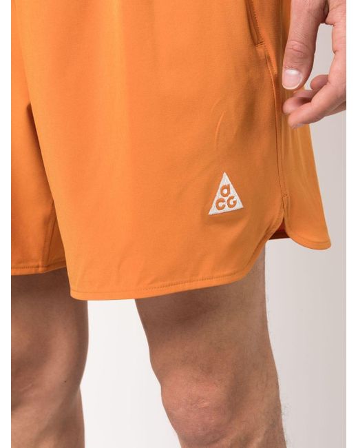 Nike Orange Embroidered-logo Track Shorts for men