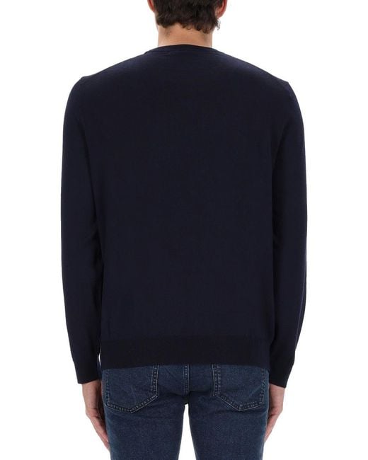 Boss Blue Virgin Wool Sweater for men