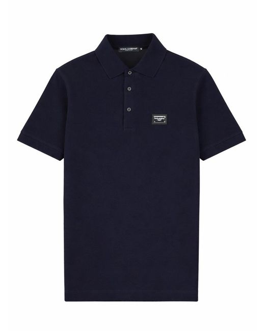 Dolce & Gabbana Blue Polo Con Patch Logo