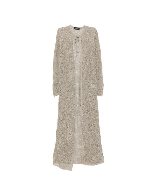 Fabiana Filippi Natural Tie-Detail Long Cardigan