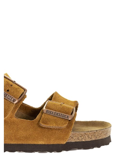 Arizona Suede en cuir slipper Birkenstock en coloris Brown