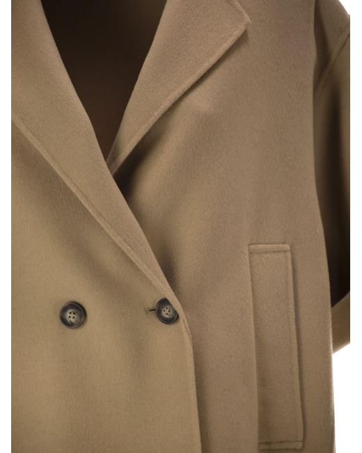 Weekend by Maxmara Brown Wkdneo Virgin Wool Double Breasted Jacket With A Boxy Silhouette