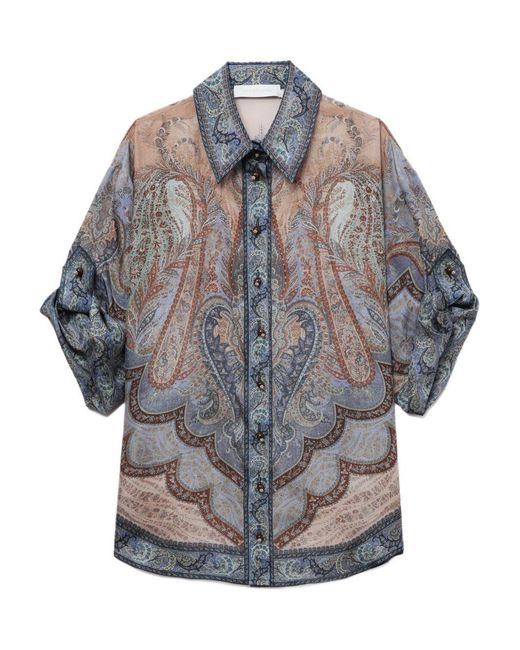 Zimmermann Gray Wanderlust Silk Shirt