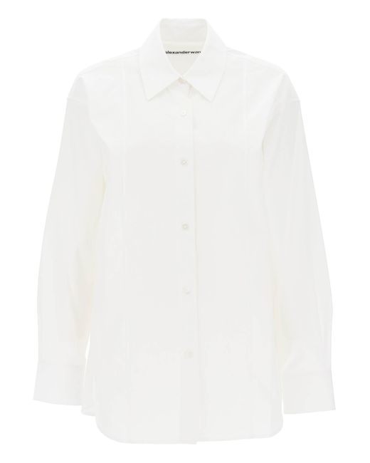 Camisa de popelina con strass de Alexander Wang de color White