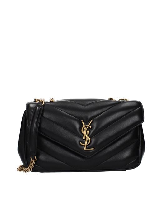 Saint Laurent Black Loulou Shoulder Bag Leather