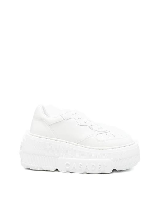 Casadei White Sneakers Mit Plateausohle