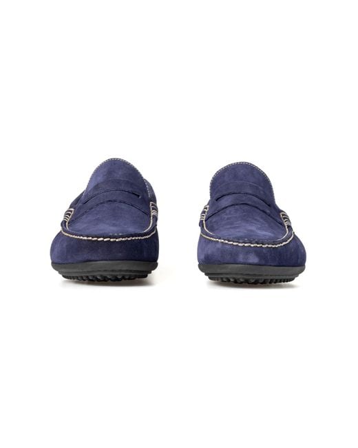 Paraboot Blue Moccasin-Style Sneakers With Pebbled Rubber Sole for men