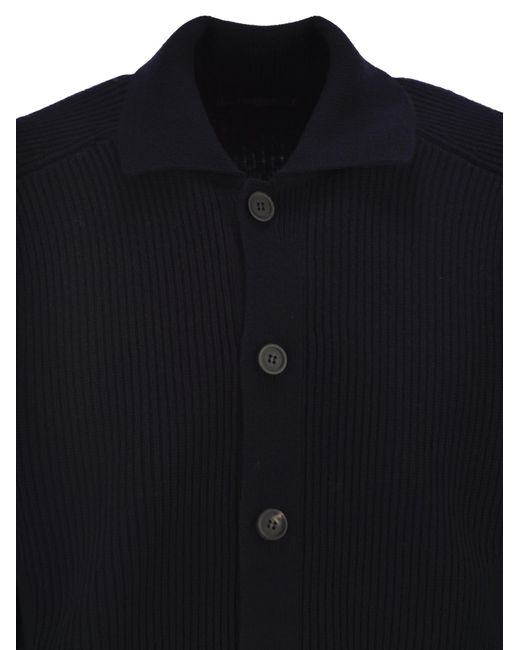 Peserico Blue English Ribbed Wool Cardigan for men