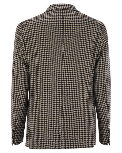 Tagliatore Black Houndstooth Virgin Wool Blend Jacket for men